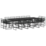 15 Piece Garden Dining Set Black Poly Rattan