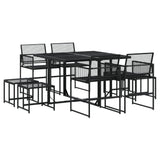 9 Piece Garden Dining Set Black Poly Rattan