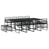 13 Piece Garden Dining Set Black Poly Rattan