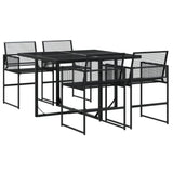 5 Piece Garden Dining Set Black Poly Rattan