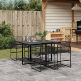 5 Piece Garden Dining Set Black Poly Rattan