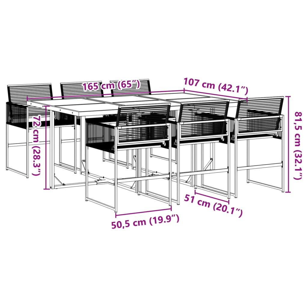 7 Piece Garden Dining Set Black Poly Rattan