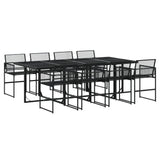 9 Piece Garden Dining Set Black Poly Rattan