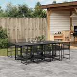 9 Piece Garden Dining Set Black Poly Rattan