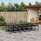 13 Piece Garden Dining Set Black Poly Rattan