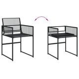 11 Piece Garden Dining Set Black Poly Rattan