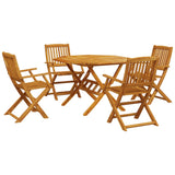 5 Piece Folding Garden Dining Set Solid Wood Acacia