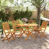 5 Piece Folding Garden Dining Set Solid Wood Acacia