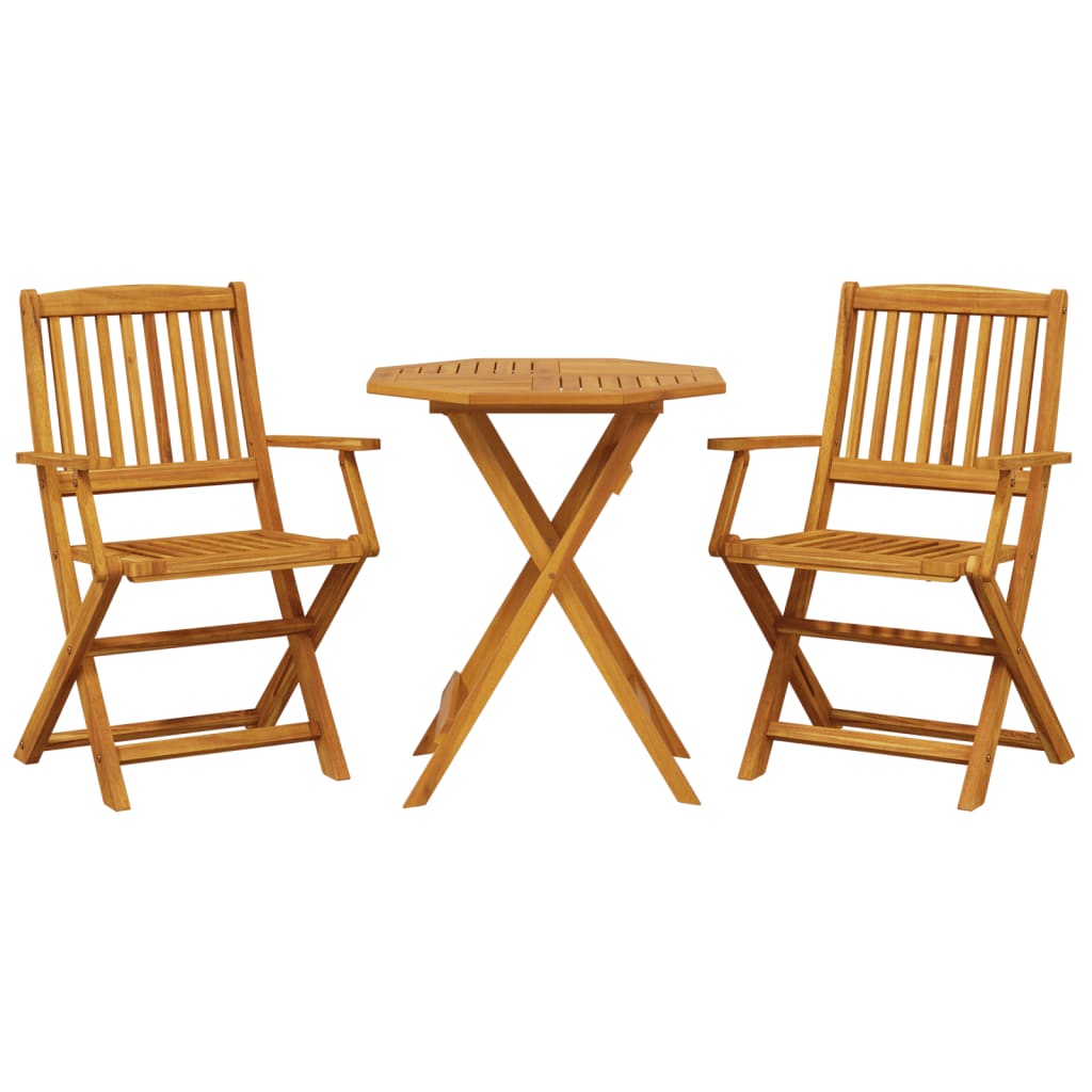 3 Piece Folding Bistro Set Solid Wood Acacia