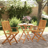 3 Piece Folding Bistro Set Solid Wood Acacia