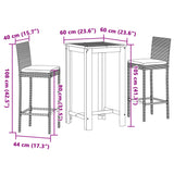 3 Piece Garden Bar Set Grey Solid Wood Acacia and Poly Rattan