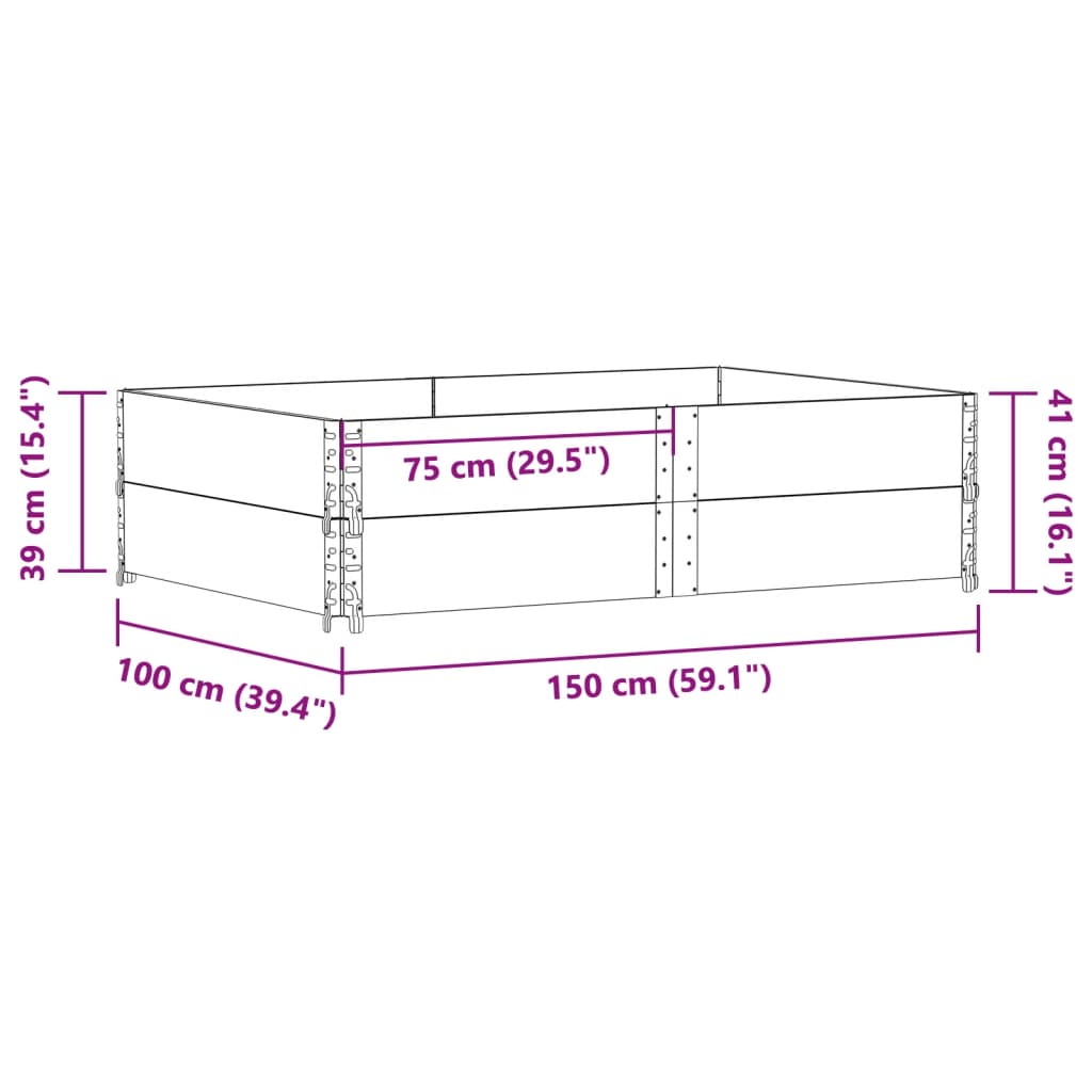 Garden Planter Black 150x100 cm Solid Wood Pine