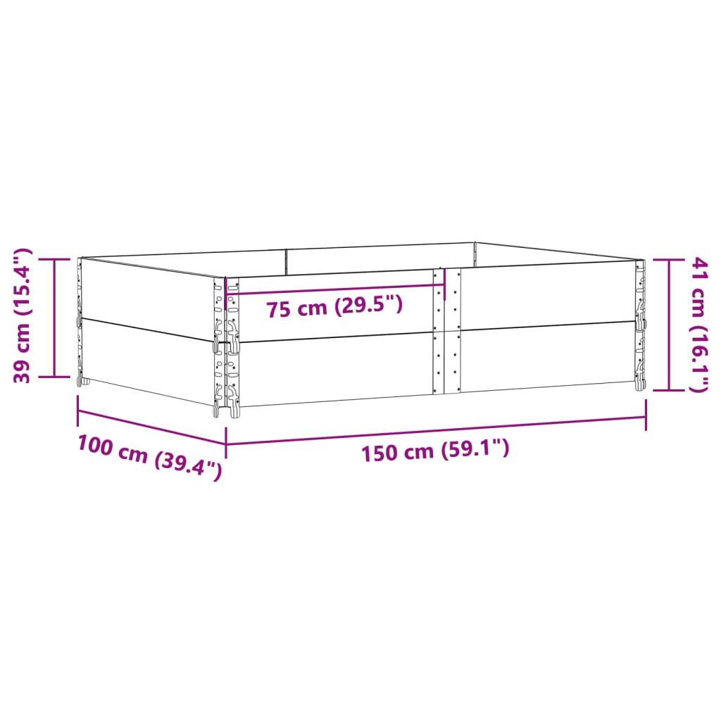 Garden Planter Grey 150x100 cm Solid Wood Pine
