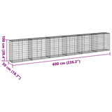 Gabion Basket with Cover 600x50x100 cm Galvanised Iron