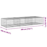 Gabion Basket with Cover 300x100x50 cm Galvanised Iron