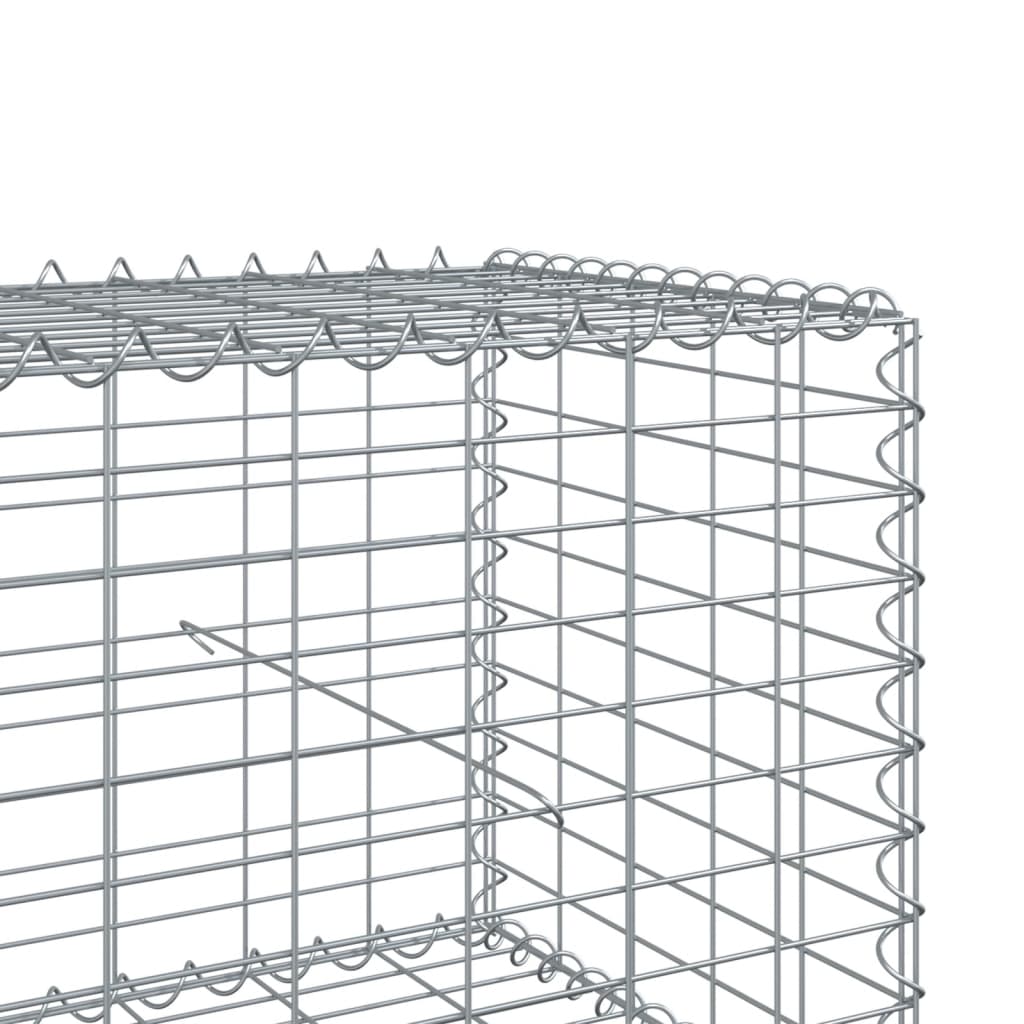 Gabion Basket with Cover 400x100x50 cm Galvanised Iron