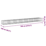 Gabion Basket with Cover 700x100x50 cm Galvanised Iron