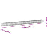 Gabion Basket with Cover 1000x100x50 cm Galvanised Iron