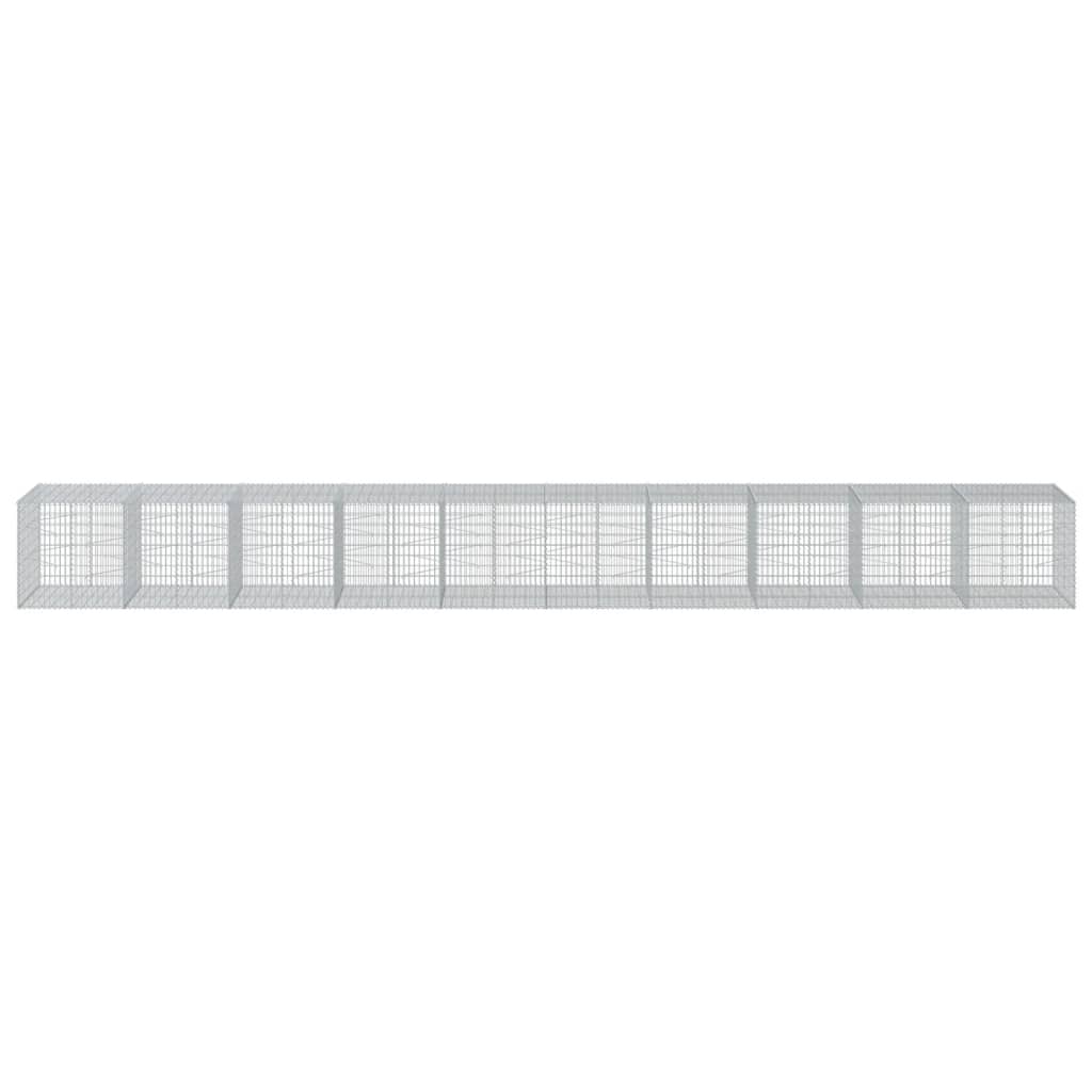 Gabion Basket with Cover 1000x100x100 cm Galvanised Iron