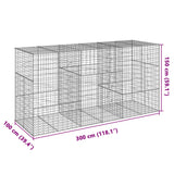 Gabion Basket with Cover 300x100x150 cm Galvanised Iron