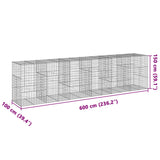 Gabion Basket with Cover 600x100x150 cm Galvanised Iron