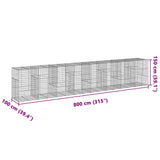 Gabion Basket with Cover 800x100x150 cm Galvanised Iron