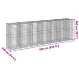 Gabion Basket with Cover 650x100x200 cm Galvanised Iron