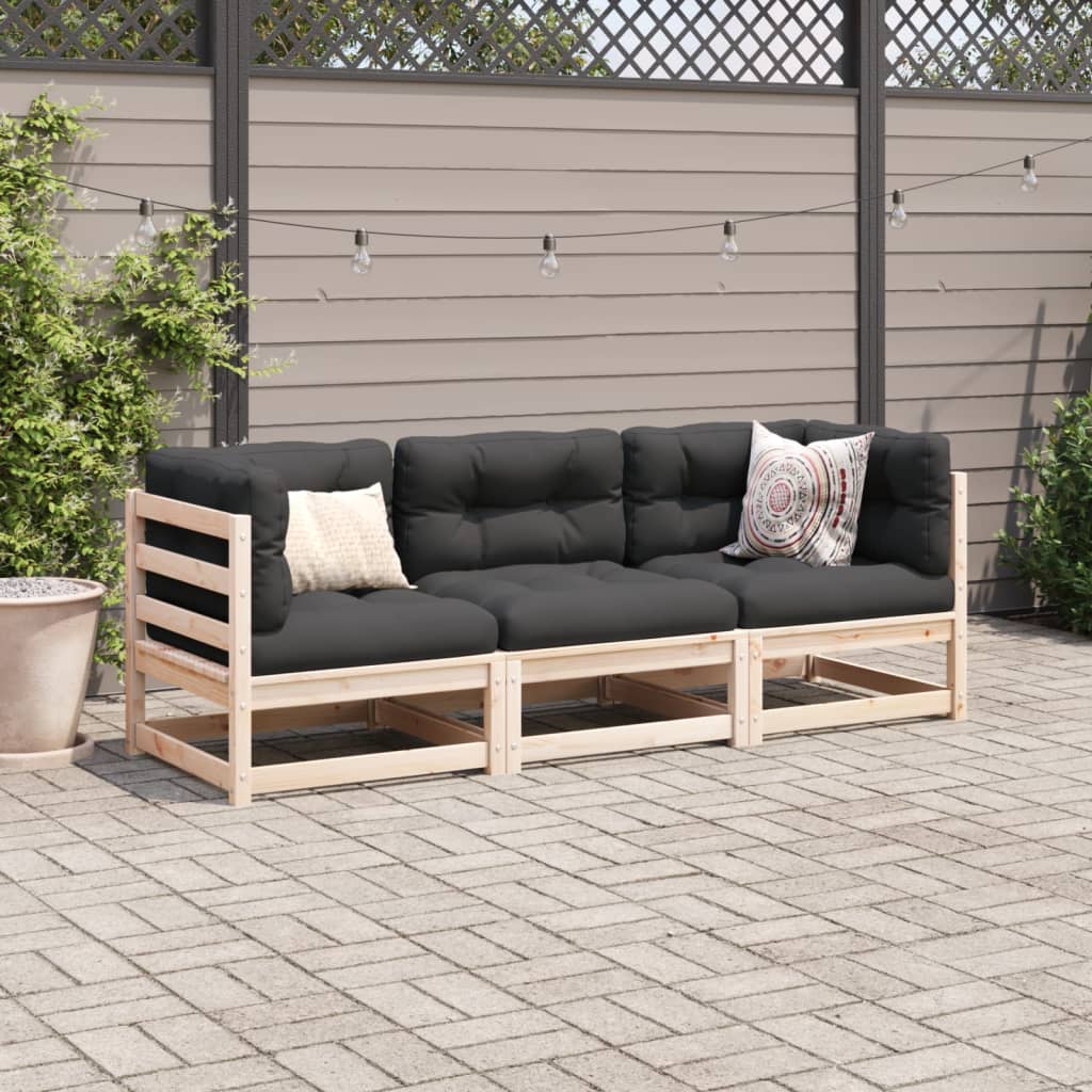 3 Piece Garden Sofa Set Solid Wood Pine