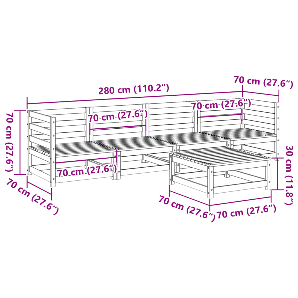 5 Piece Garden Sofa Set Impregnated Wood Pine