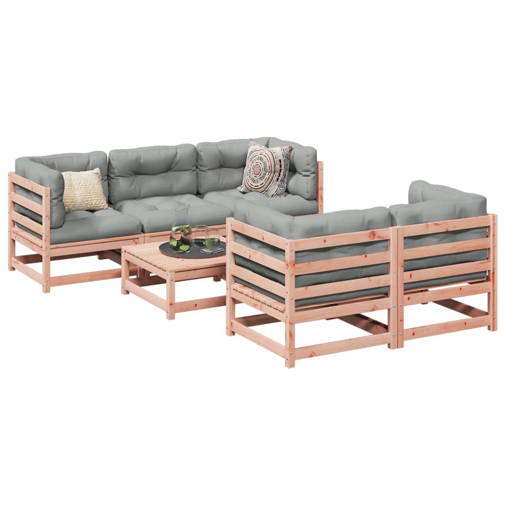 6 Piece Garden Sofa Set Solid Wood Douglas Fir