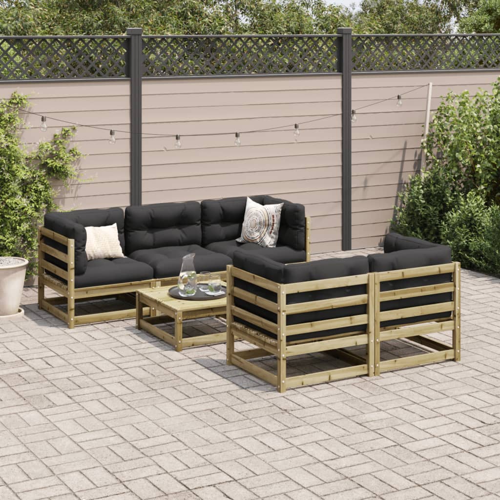 6 Piece Garden Sofa Set Impregnated Wood Pine