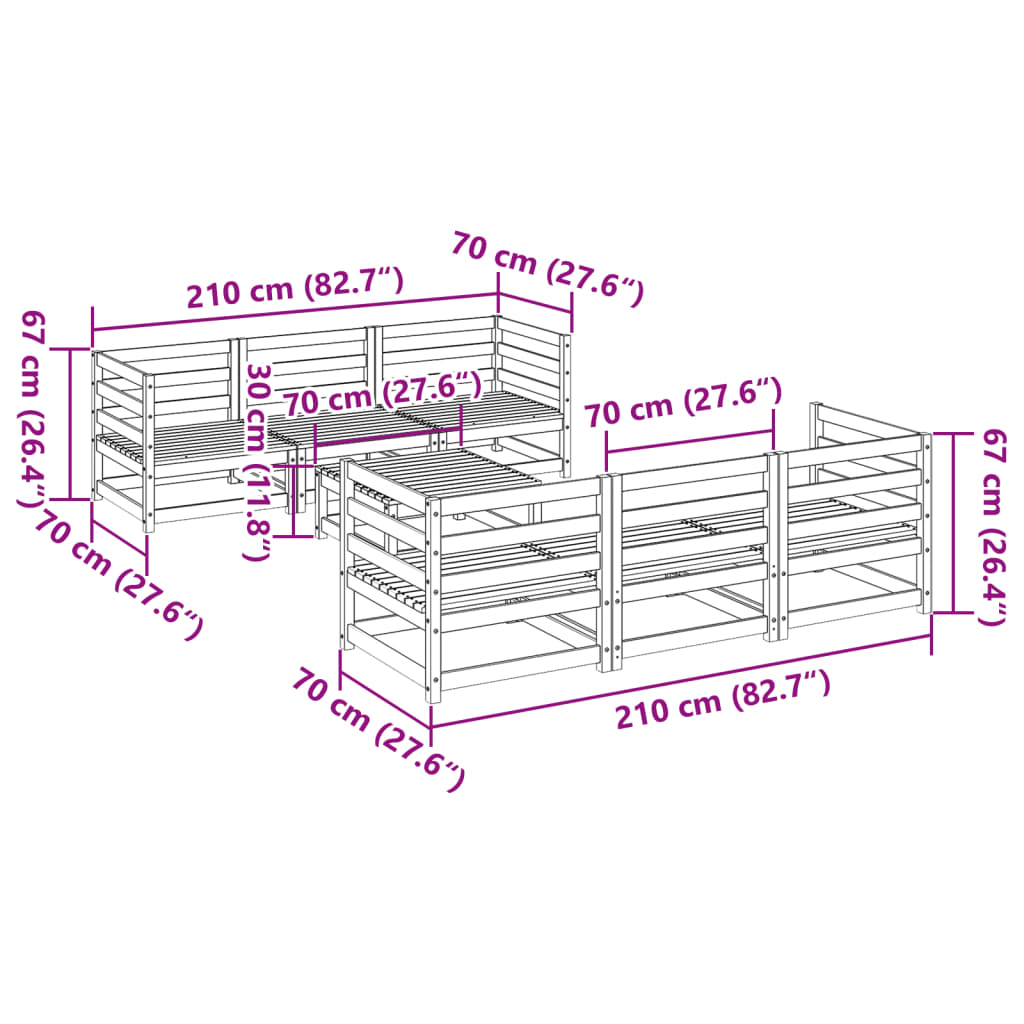 7 Piece Garden Sofa Set Impregnated Wood Pine