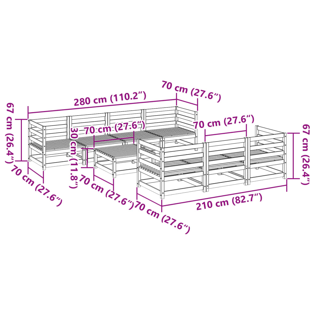 8 Piece Garden Sofa Set Solid Wood Douglas Fir