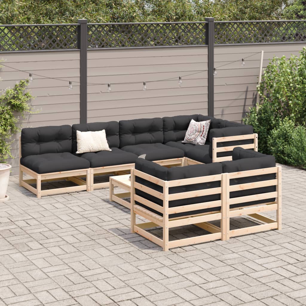 8 Piece Garden Sofa Set Solid Wood Pine