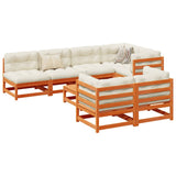 8 Piece Garden Sofa Set Wax Brown Solid Wood Pine