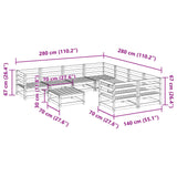 9 Piece Garden Sofa Set White Solid Wood Pine