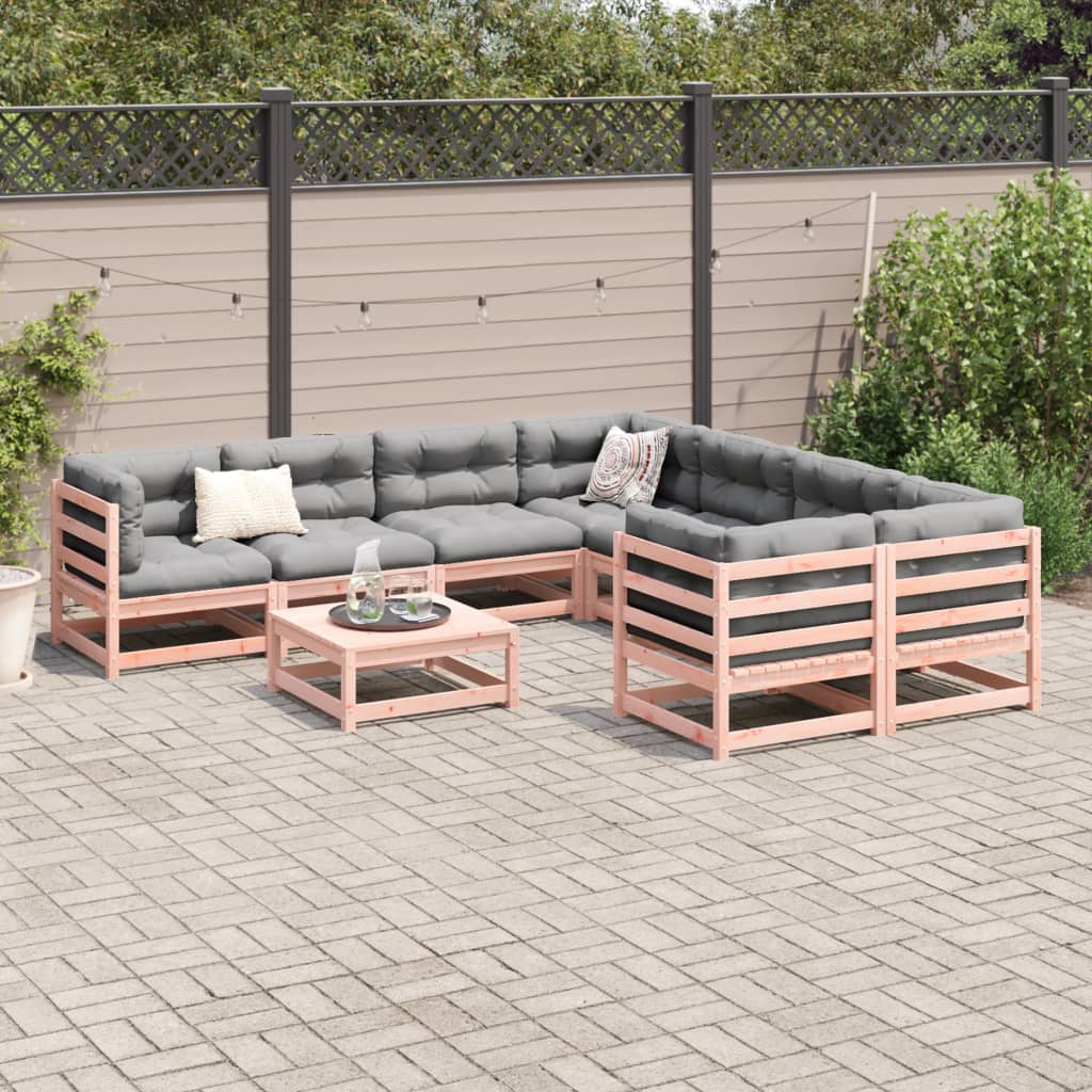 9 Piece Garden Sofa Set with Cushions Solid Wood Douglas Fir