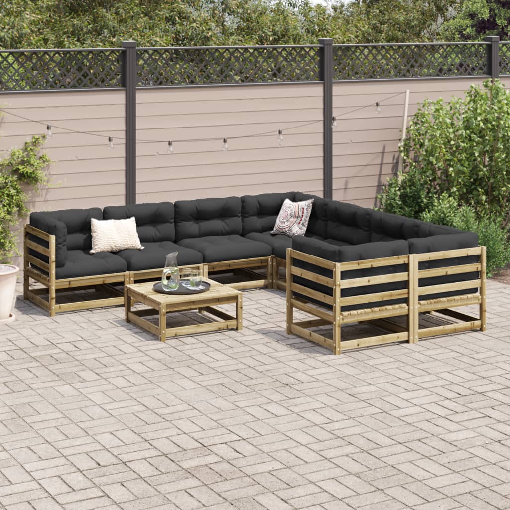 9 Piece Garden Sofa Set with Cushions Impregnated Wood Pine