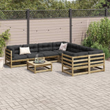 9 Piece Garden Sofa Set with Cushions Impregnated Wood Pine