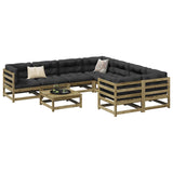 9 Piece Garden Sofa Set with Cushions Impregnated Wood Pine