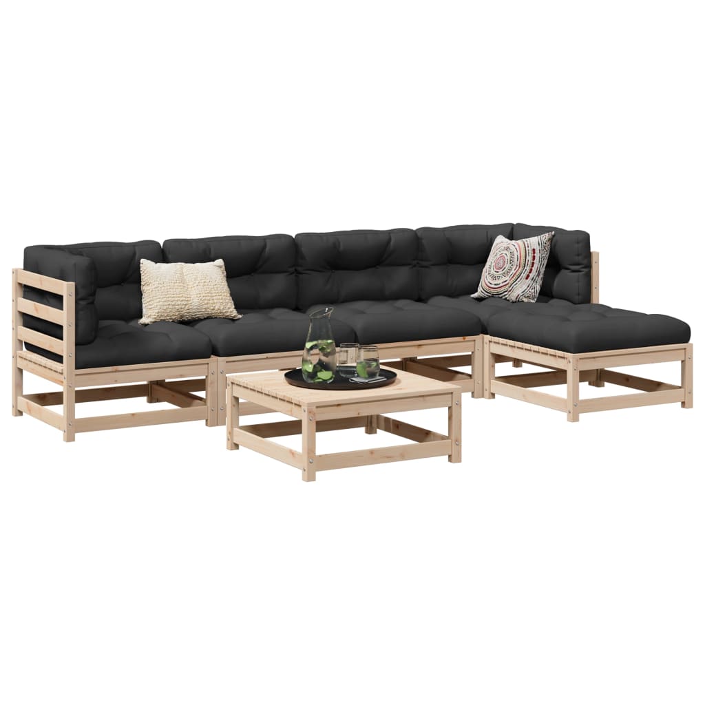 6 Piece Garden Sofa Set Solid Wood Pine