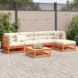 6 Piece Garden Sofa Set Wax Brown Solid Wood Pine