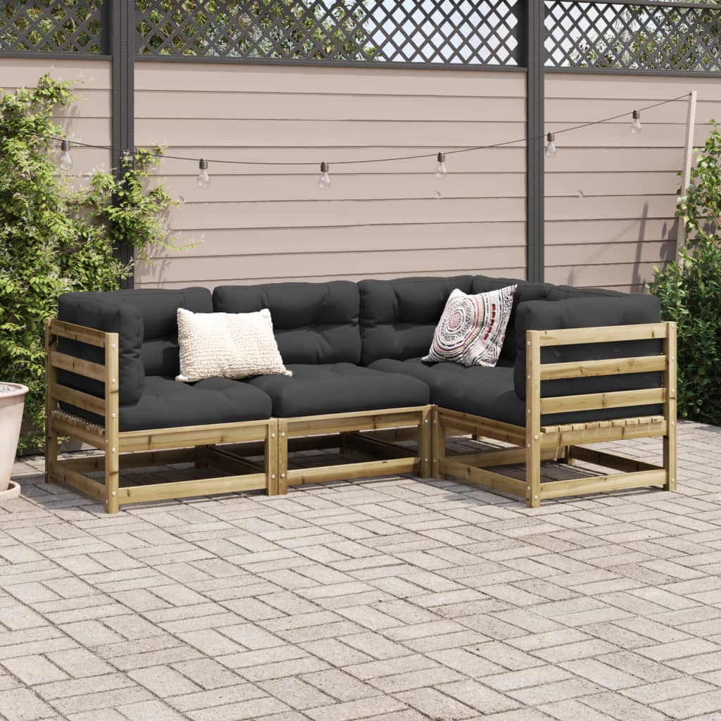 4 Piece Garden Sofa Set Impregnated Wood Pine