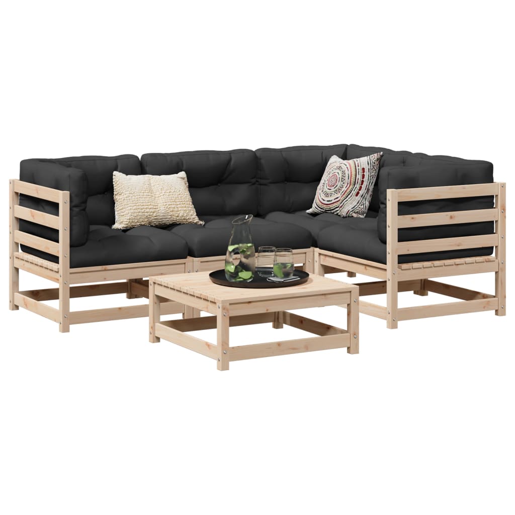 5 Piece Garden Sofa Set Solid Wood Pine