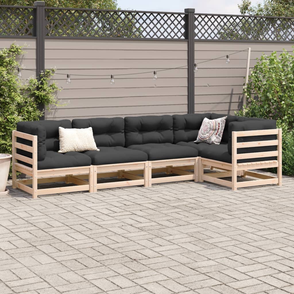 5 Piece Garden Sofa Set Solid Wood Pine