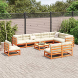 11 Piece Garden Sofa Set Wax Brown Solid Wood Pine