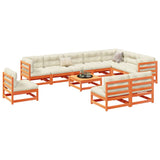 11 Piece Garden Sofa Set Wax Brown Solid Wood Pine