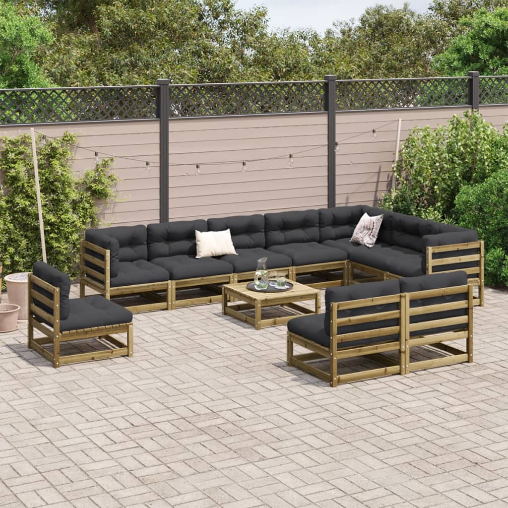 11 Piece Garden Sofa Set Impregnated Wood Pine