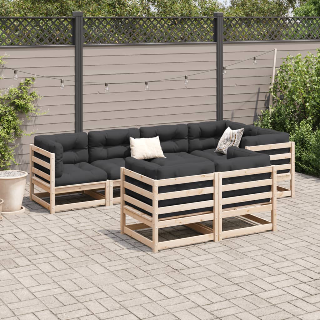 7 Piece Garden Sofa Set Solid Wood Pine