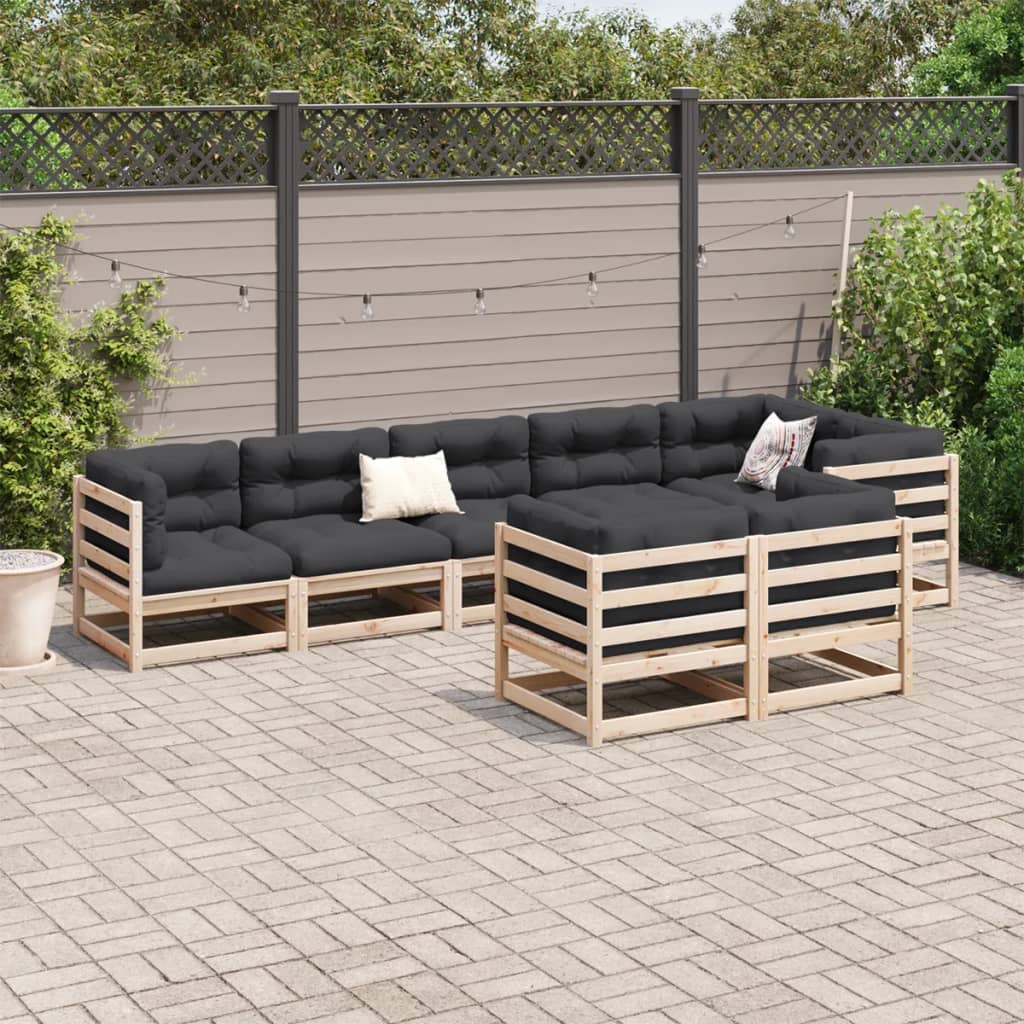 8 Piece Garden Sofa Set Solid Wood Pine